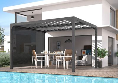 Rideau pour pergola bioclimatique 3.40 m gris HABRITA