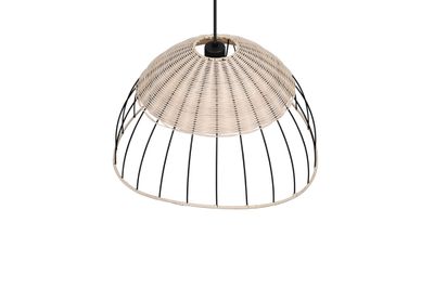 Suspension E27 Sandrine noir et rotin 28W - CASALUM