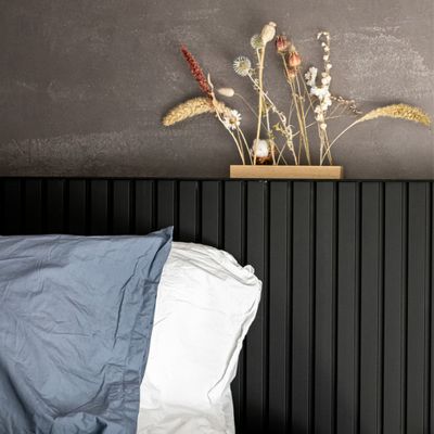Panneau décoratif MDF 3D Latt noir matt sur fond noir - Lot de 2 - 20 x 287 x 1250 mm - AJ TIMBER