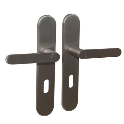 Poignées de porte sur plaques à clé sans perçage Meudon K nickel satiné mat LINEA BERTOMANI