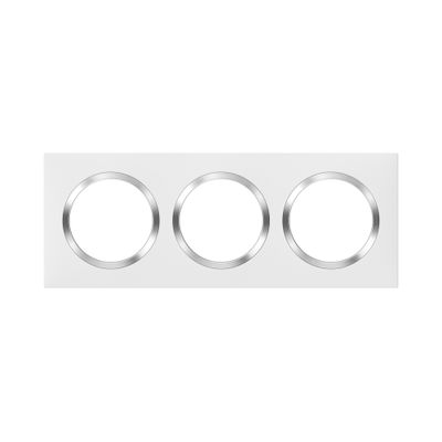 Plaque de finition 3 postes carrée Blanc et chrome - Dooxie LEGRAND