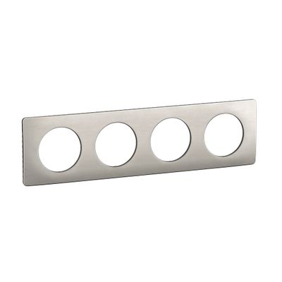Plaque de finition 4 postes Aluminium satiné - Céliane LEGRAND