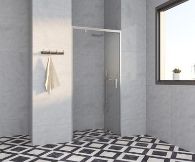 Porte de douche pivotante 90x185 cm profilé chrome verre transparent 4 mm Primera - OCEA