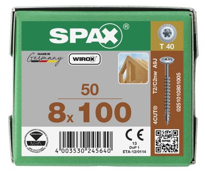 Vis tête disque Torx 8 x 100 mm par 50 SPAX