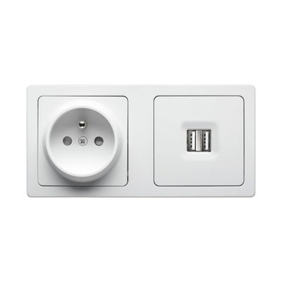 Prise 2 pôles + terre et double prise USB-A en saillie Blok blanc - DEBFLEX
