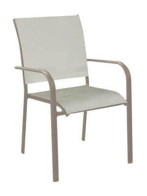 Fauteuil de jardin ÉLÉGANCE aluminium et textilène chevron crème - PROLOISIRS