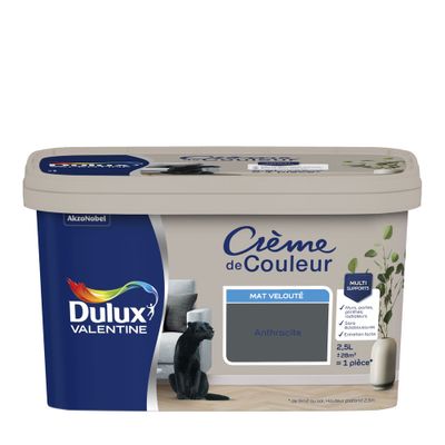 Peinture Crème de Couleur Anthracite mat 2,5 L - DULUX VALENTINE