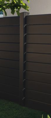 Poteau de clôture P-MEX avec renfort gris anthacite H 1,85 m - Kit complet prêt à poser - MOREY