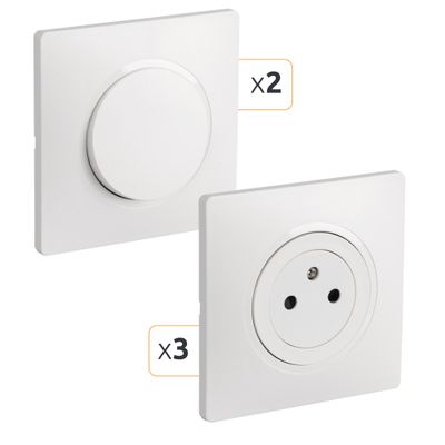 Prises 2 pôles + terre affleurantes par 3 et va-et-vient par 2 blanc Casual Evo - DEBFLEX