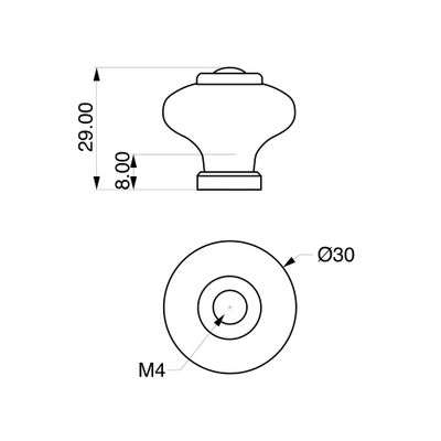 Bouton de meuble rond porcelaine blanc diamètre 31 mm REI