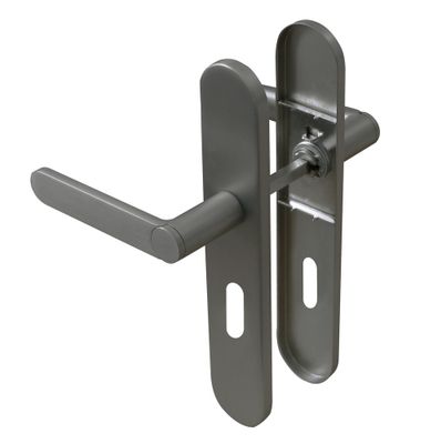 Poignées de porte sur plaques à clé sans perçage Meudon K nickel satiné mat LINEA BERTOMANI