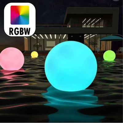 Boule lumineuse solaire LED  Ø40cm détecteur crépusculaire blanc IP67 150 lumens RGBW - Groupe DDC
