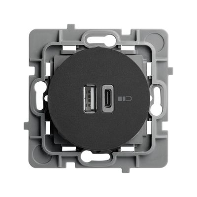 Double prise USB C et USB A noir Casual Evo - DEBFLEX