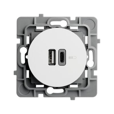 Double prise USB C et USB A blanc Casual Evo - DEBFLEX