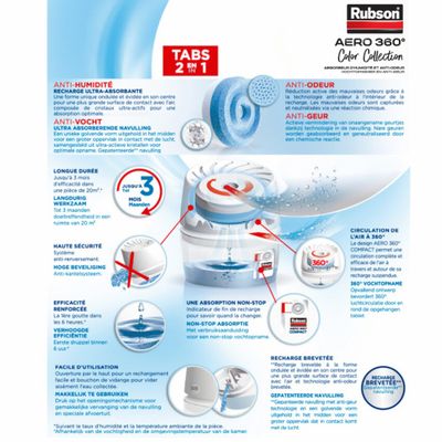 Absorbeur d'humidité Aéro 360° 20 m² Amande RUBSON