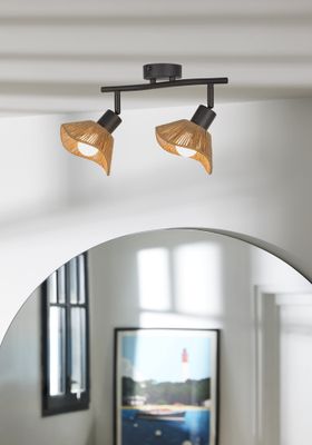 Réglette 2 Réglette 2 spots E14 Sahara noir et corde 2x7W - COREPspots Sahara noir et corde 2x7W - COREP