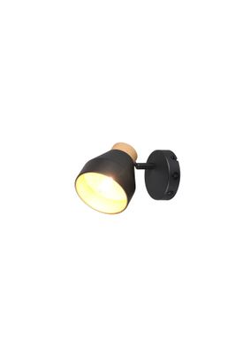 Spot E14 Valentin noir et bois 10W - REALITY