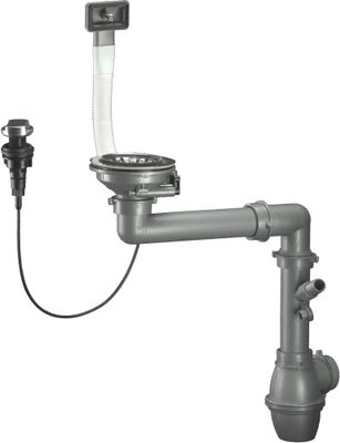 Vidage automatique avec trop plein Ø90 mm et siphon gain de place pour évier 1 bac - NORD INOX