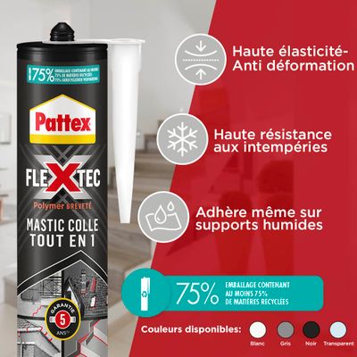 Colle de fixation Flextec transparent cartouche 389 g - PATTEX