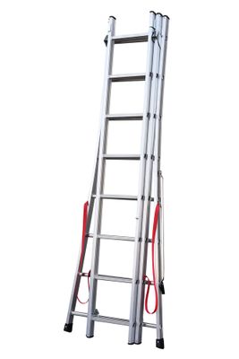Echelle transformable 3 plans 3 x 8 échelons 4,80 / 5,70 m Premium avec base évasée aluminium - HAILO