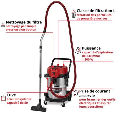 Aspirateur eau et poussière 50 L TE-VC5090SACL - EINHELL