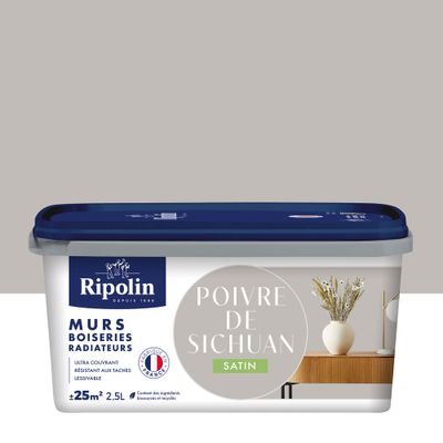 Peinture murs, boiseries et radiateurs poivre sichuan satin 2,5 L - RIPOLIN