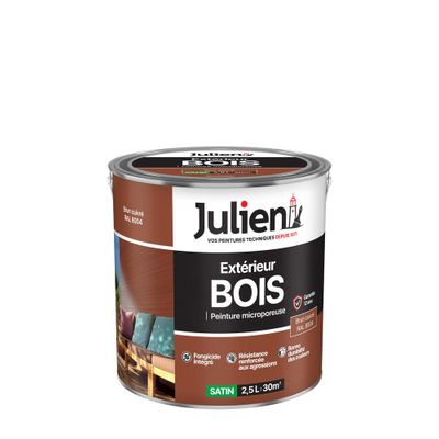 Peinture extérieur bois microporeux satin Brun Cuivre 2,5 L - JULIEN