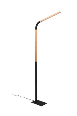 Lampadaire LED Norris noir et bois 1400 lumens blanc chaud - TRIO