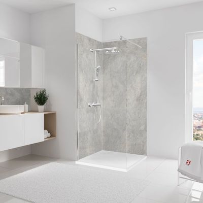Panneaux muraux de douche 100+100x210 cm pierre gris argenté DécoDesign Décor - SCHULTE