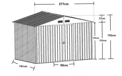 Abri de jardin en métal grand volume avec toit 2 pentes 5,29 m², Livraison à domicile incluse - HABRITA