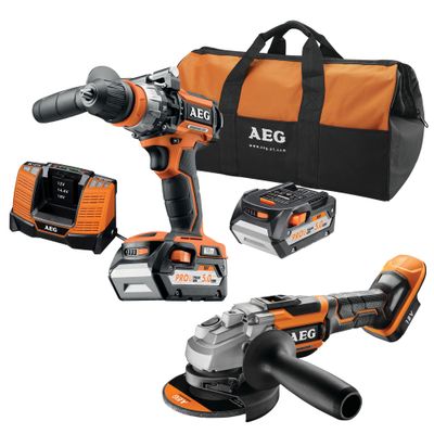 Perceuse et meuleuse Brushless sans fil 18 V avec 2 batteries 5 Ah JP18A2LI-502B AEG