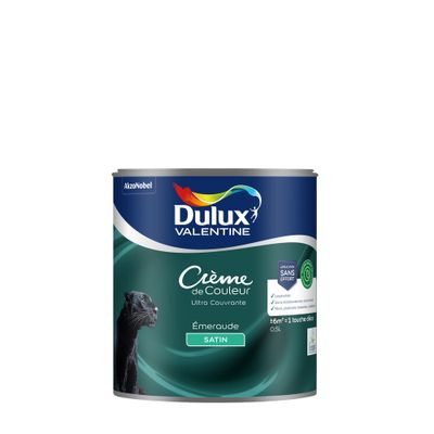 Peinture crème de couleur Emeraude satin 0,5L - DULUX VALENTINE