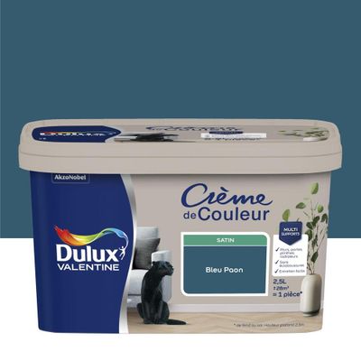 Peinture Crème de couleur Bleu Paon satin 2,5 L - DULUX