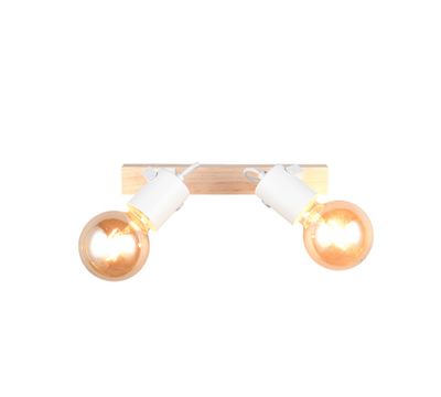 Réglette 2 spots E27 Lynar blanc et bois 2x10W - REALITY