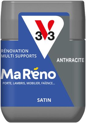 Peinture de rénovation multi-supports MaRéno anthracite finition satinée 75 ml - V33