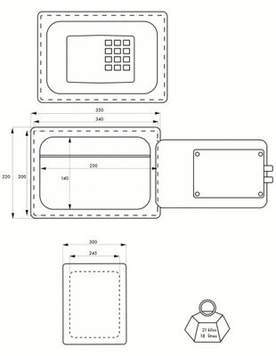 Coffre-fort à poser Rambures à combinaison 35 x 30 x 22 cm 2 pênes THIRARD