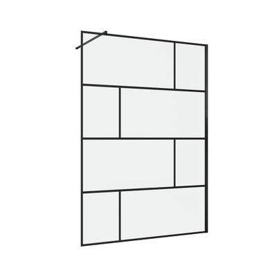 Paroi de douche à l'italienne 140x195 cm profilé noir verre transparent 5 mm Bricks - AURLANE