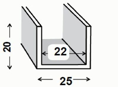Profilé U aluminium anodisé incolore 20 x 25 x 20 x 1,5 mm 2 m CQFD