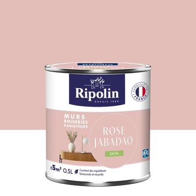 Peinture murs, boiseries et radiateurs rose jabado satin 0,5 L - RIPOLIN
