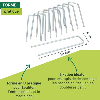 Agrafes métalliques 4 x 14 cm pour fixation dans le sol par 10 WINDHAGER