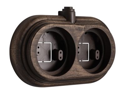 Socle pour mécanisme en saillie 2 postes câble apparent bois hêtre vieilli  - Garby Dimbler FONTINI