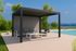 Pergola bioclimatique en aluminium gris anthracite + 1 rideau sur le côté de 4 m  11,90 m², Livraison à domicile incluse - HABRITA