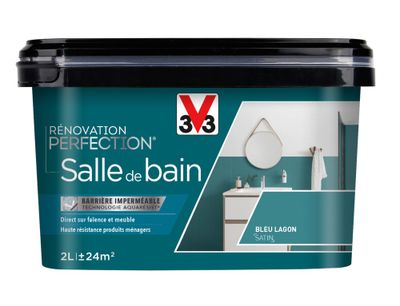 Peinture de rénovation pour salle de bain bleu lagon finition satinée 2 l V33