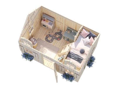 Maisonnette  pour enfant Bois Naturel  Marie 5,4m2 Livraison à domicile incluse
