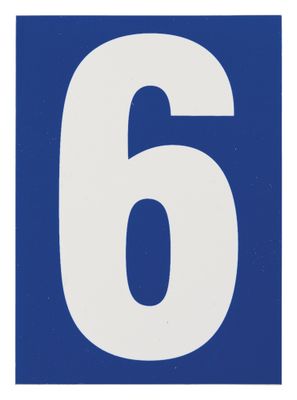 Plaque chiffre 6 adhésive 65 x 90 mm fond bleuTHIRARD
