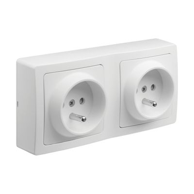 Double prise 2 pôles + terre en saillie Blok blanc - DEBFLEX