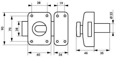 Verrou de porte Apache à bouton et cylindre 35 mm 3 clés THIRARD