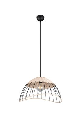 Suspension E27 Sandrine noir et rotin 28W - CASALUM