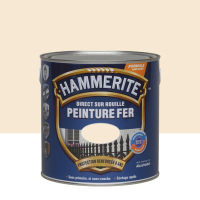 Peinture fer extérieur direct sur rouille lisse blanc cassé brillant 2,5 L - HAMMERITE