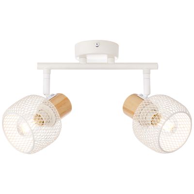 Réglette GIADA E14 2x28W blanc et bois- BRILLIANT